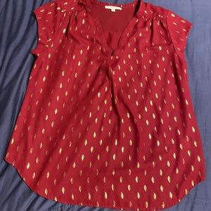 Fun2fun gold leaf red blouse